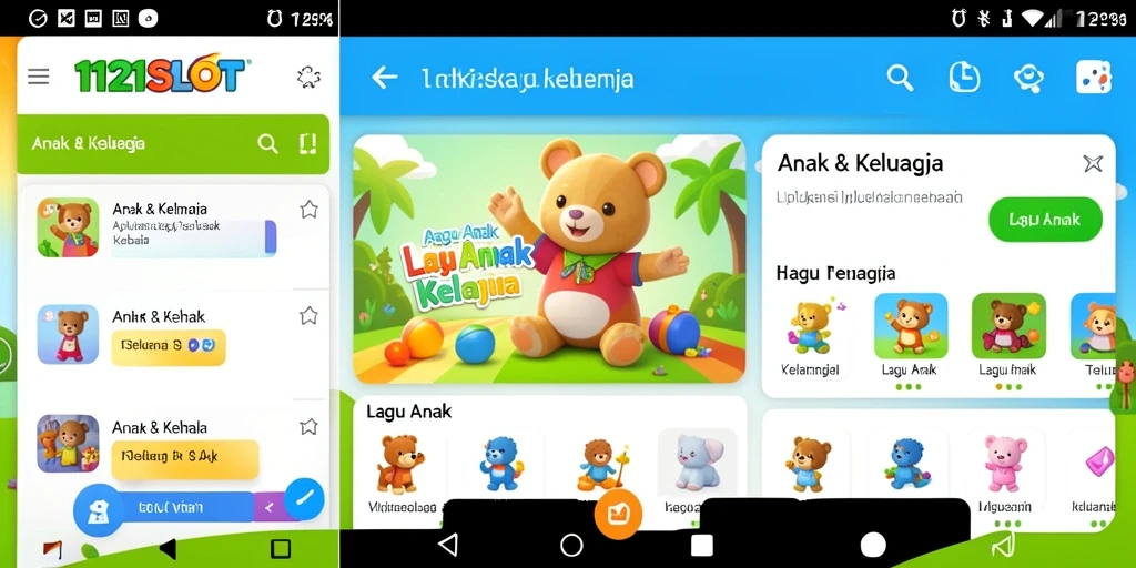 Antarmuka aplikasi 1121SLOT yang interaktif dan ramah anak.