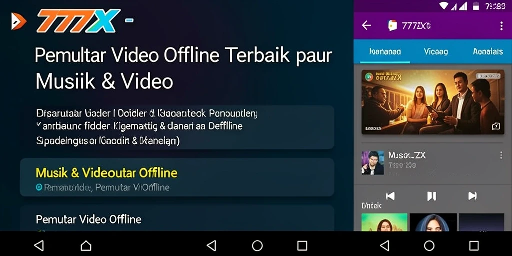 Screenshot antarmuka pemutar video offline 777ZX yang mudah digunakan.