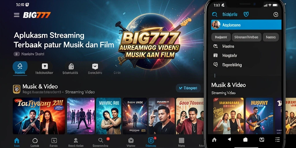 Tampilan antarmuka aplikasi BIG777 yang user-friendly untuk streaming video.