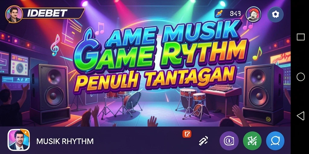 Tangkapan layar utama IDEBET menunjukkan antarmuka permainan Musik Rhythm yang dinamis.