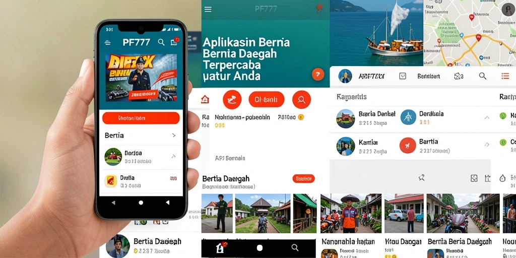 Antarmuka aplikasi PF777 untuk berita daerah yang informatif.