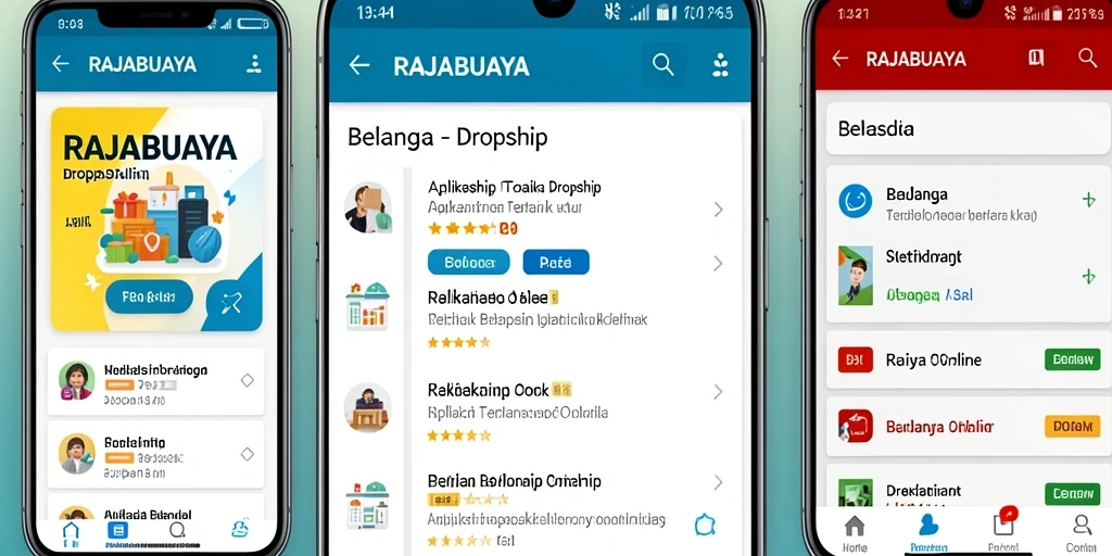 Antarmuka aplikasi RAJABUAYA dengan fitur dropship yang sederhana.