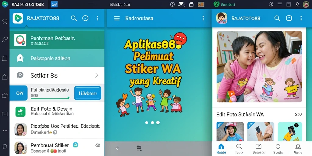 Antarmuka pengguna RAJATOTO88 untuk membuat stiker WA yang kreatif dan sederhana.