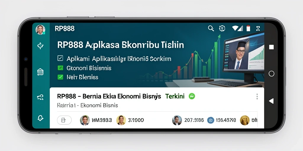 Antarmuka RP888 yang user-friendly dengan berita ekonomi terkini.