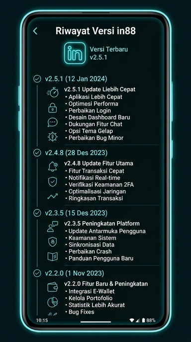 Riwayat Versi Aplikasi in88 untuk Pengguna Android
